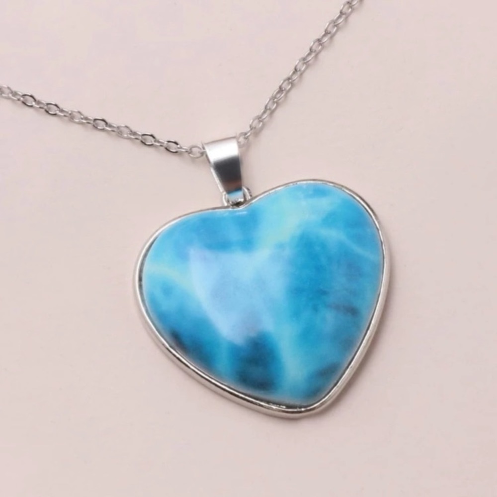 Blue tie dye Heart Necklace
Silver Chain